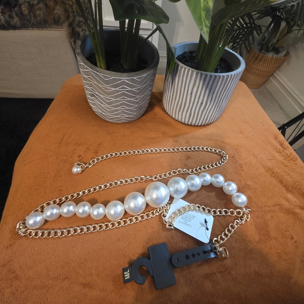 Elegant Pearl and Gold Chain Belt - Picture 4 of 8